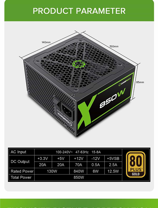 Фото - Блок питания для ПК Gamemax 850W 80 Gold (GX-850 Modular)