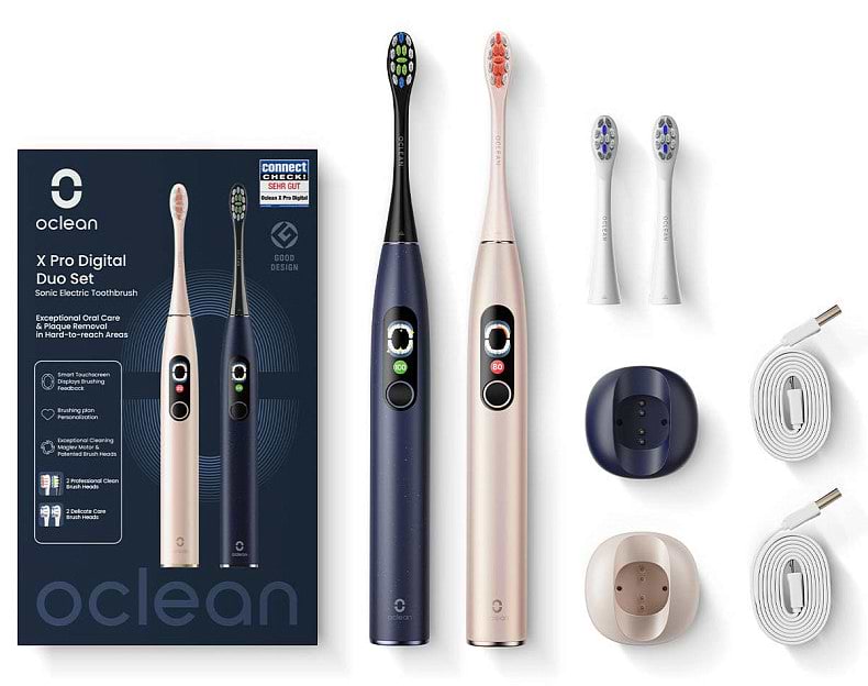 Зубна щітка електрична Oclean X Pro Digital Duo Set Dark Blue +Golden (6970810554274) - Фото 1