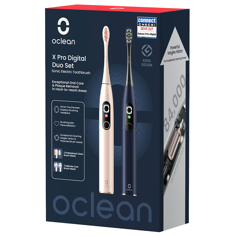 Фото - Зубна щітка електрична Oclean X Pro Digital Duo Set Dark Blue +Golden (6970810554274)