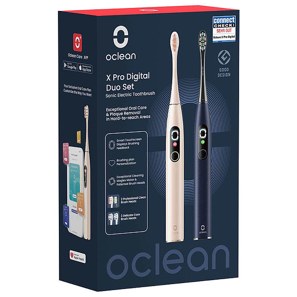 Фото - Зубна щітка електрична Oclean X Pro Digital Duo Set Dark Blue +Golden (6970810554274)