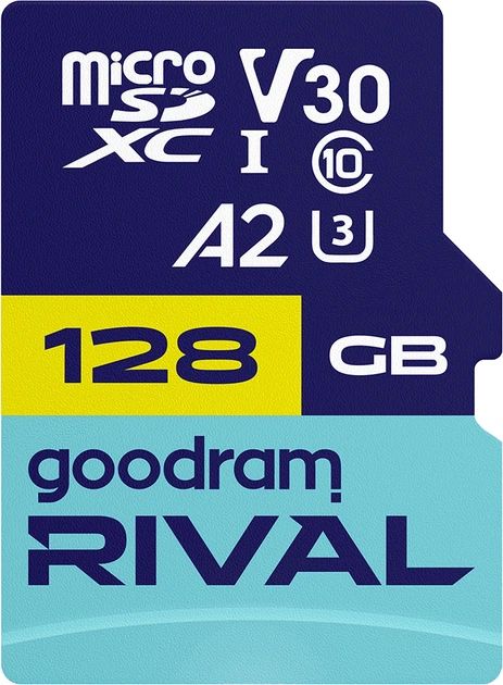 Карта памяти Goodram RIVAL microSDXC 128GB V30 A2 (UHS I U3) + ad (GGSM2AA-1280R12)
