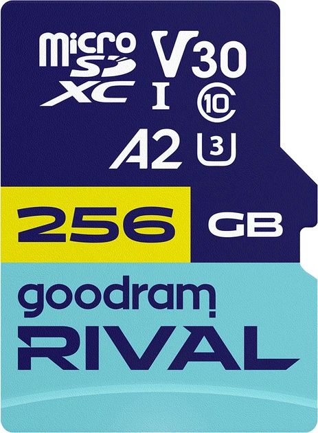 Карта памяти Goodram RIVAL microSDXC 256GB V30 A2 (UHS I U3)+ ad (GGSM2AA-2560R12)