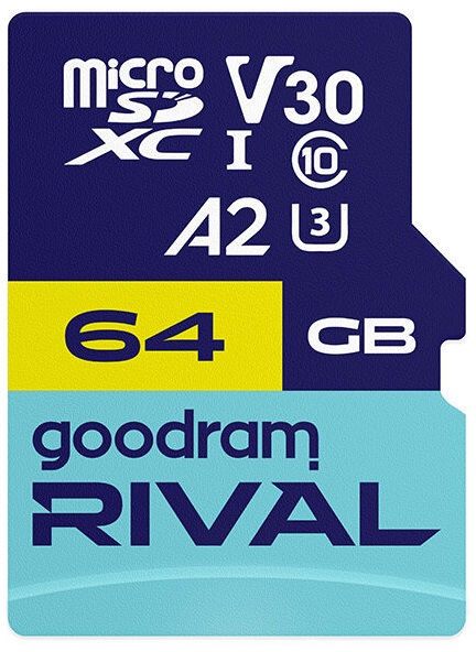 Карта памяти Goodram RIVAL microSDXC 64GB V30 A2 (UHS I U3)+ ad (GGSM2AA-0640R12)