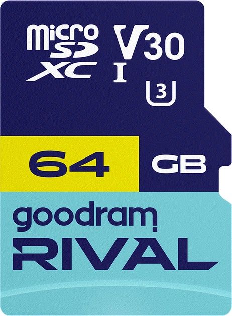 Карта памяти Goodram RIVAL microSDXC 64GB V30 (UHS I U3) + ad (GGSM3AA-0640R12)