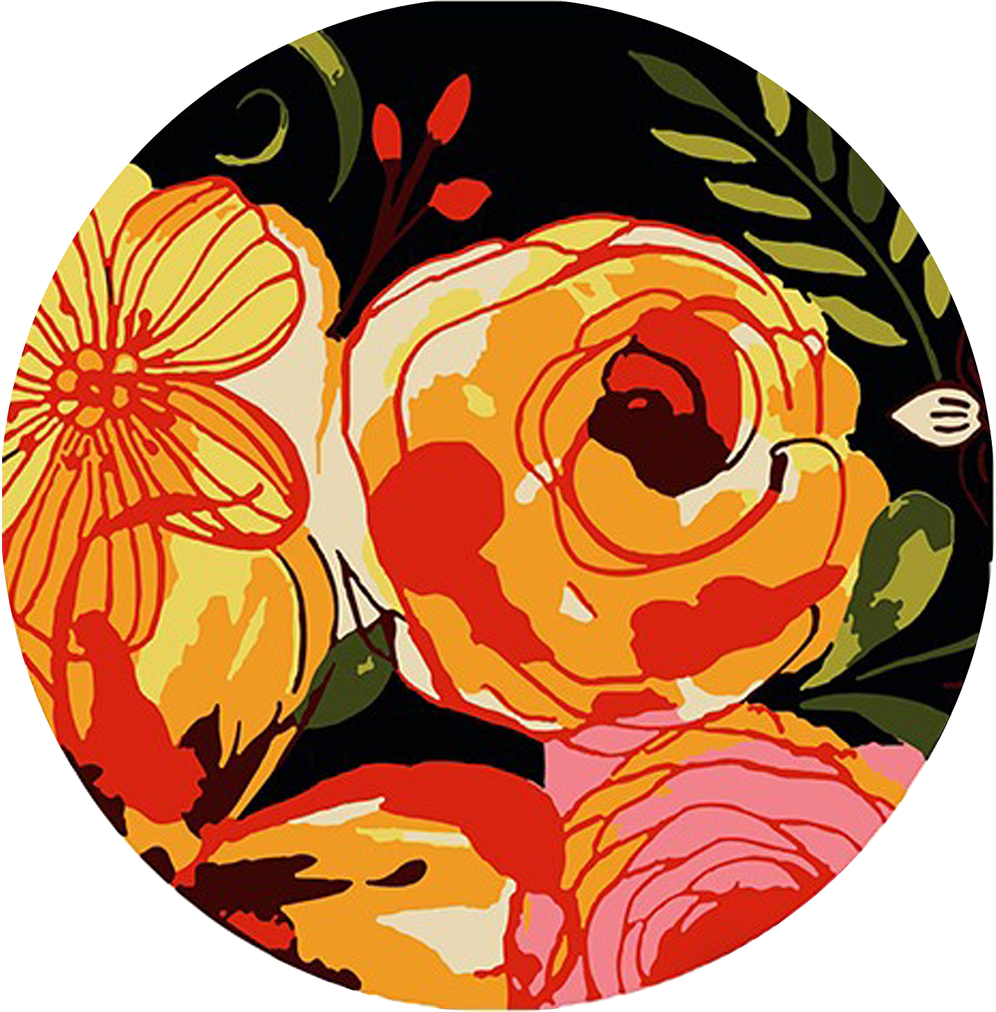 Винил по номерам Strateg Розово-желтые цветы 30х30 см (GP-11)