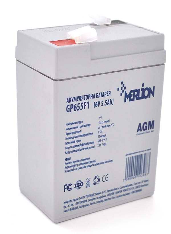 Акумулятор для ДБЖ Merlion 6V 5.5AH (GP655F1/10398) AGM