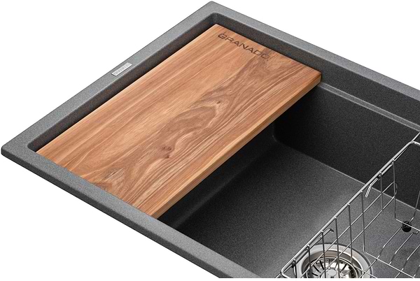 Фото - Мойка кухонная+смеситель+дозатор GRANADO Optimal Estella grafito (+Badalona LUX inox+Redondo inox+корзина+доска)