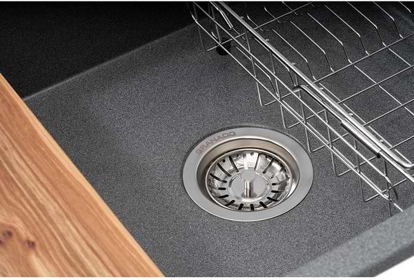 Фото - Мойка кухонная+смеситель+дозатор GRANADO Optimal Estella grafito (+Badalona LUX inox+Redondo inox+корзина+доска)