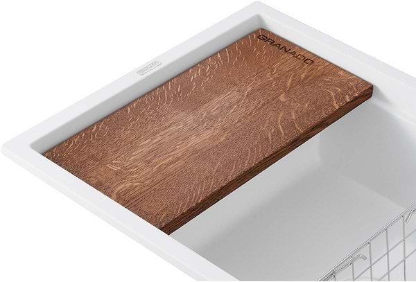 Фото - Мойка кухонная+смеситель GRANADO Optimal Estella white (+Badalona LUX inox + дозатор Redondo inox + корзина + доска)
