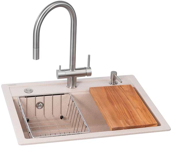 Фото - Мойка кухонная+смеситель GRANADO Royal Artes avena (+ измельчитель Algar + Ferrol inox + дозатор Redondo inox + корзина + доска)