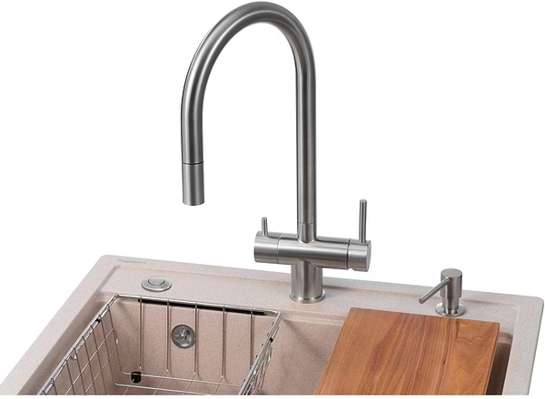 Фото - Мойка кухонная+смеситель GRANADO Royal Artes avena (+ измельчитель Algar + Ferrol inox + дозатор Redondo inox + корзина + доска)