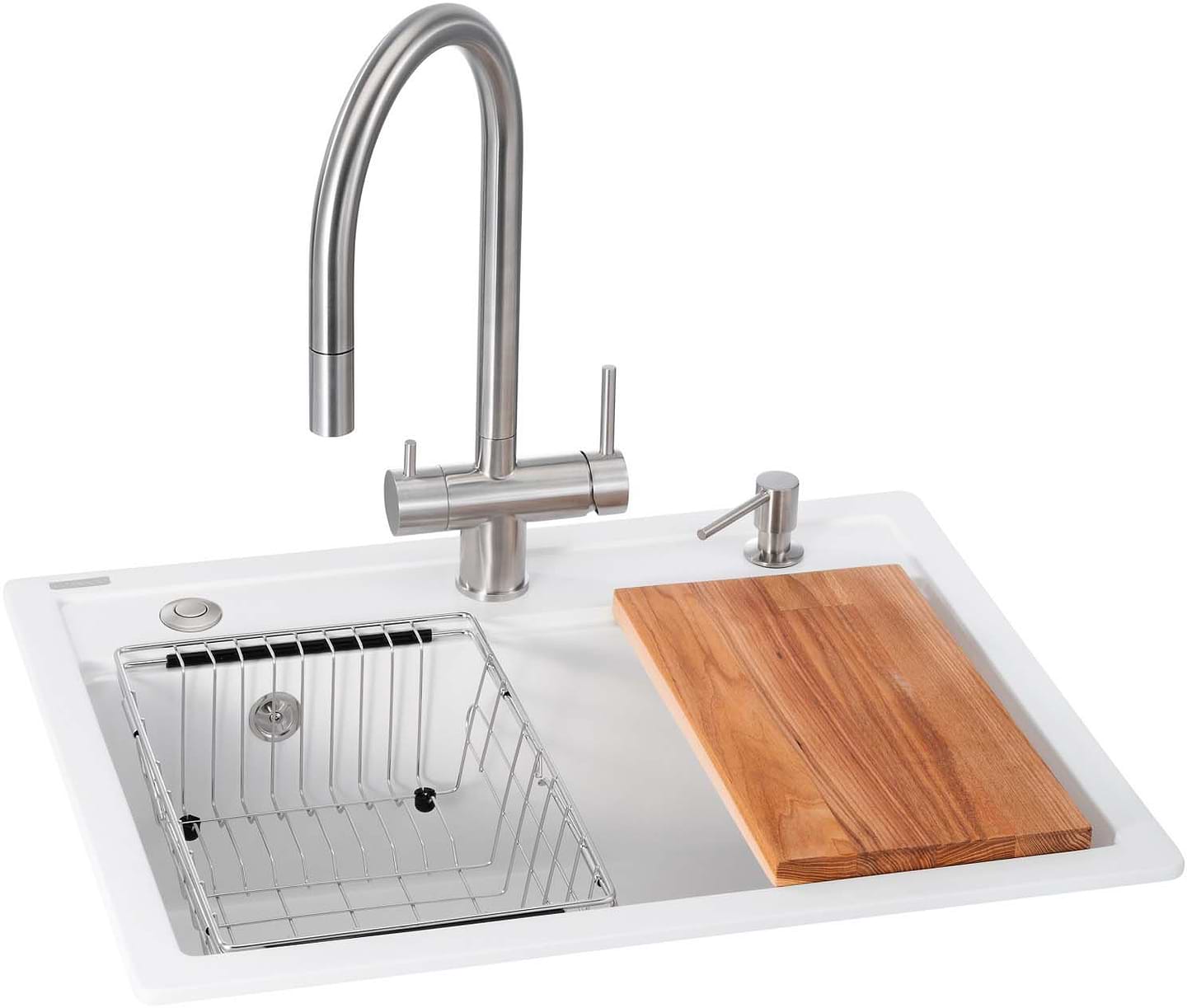 Купити Мийка кухонна+змішувач GRANADO Royal Artes white (+ подрібнювач Algar + Ferrol inox + дозатор Redondo inox + кошик + дошка) - Фото 1 Мийка кухонна+змішувач GRANADO Royal Artes white (+ подрібнювач Algar + Ferrol inox + дозатор Redondo inox + кошик + дошка) - Фото 1