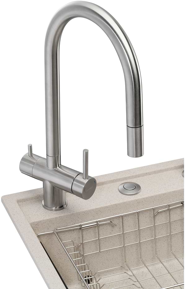 Фото - Мийка кухонна+змішувач+дозатор GRANADO Royal Estella terra (+подрібнювач Algar+Ferrol inox+ Redondo inox+кошик+дошка)