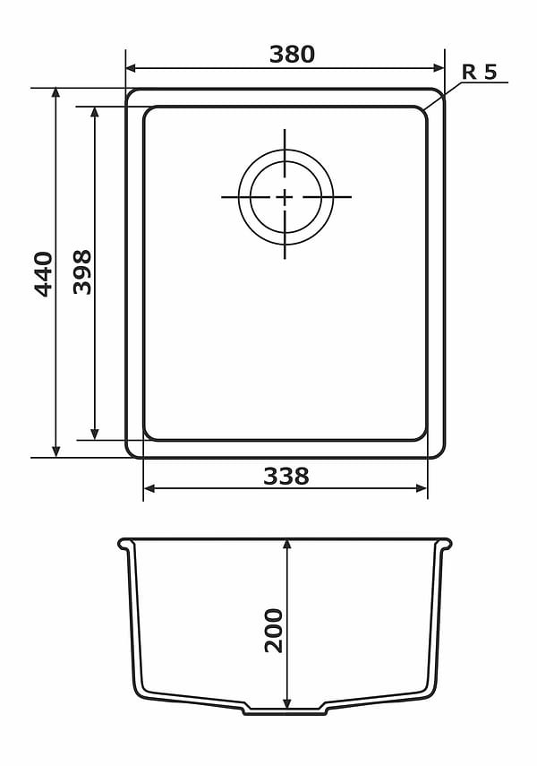 Фото - Мийка кухонна GRANADO UNDER TOP MINI black shine