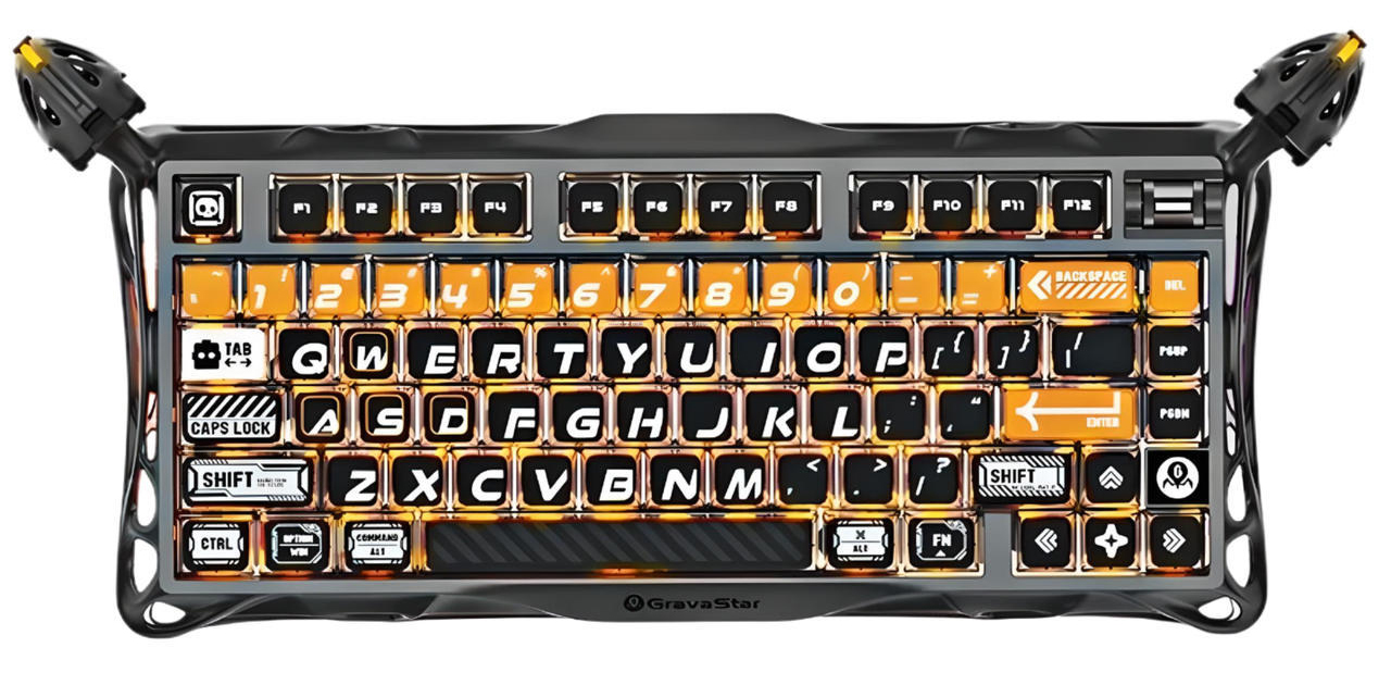 Клавіатура бездротова ігрова GravaStar Mercury K1 Pro 80keys, GravaStar x Kailh Speedy Mint, BT/WL/USB, RGB, CyberFlare (GSK1PRO_BO_BLK)