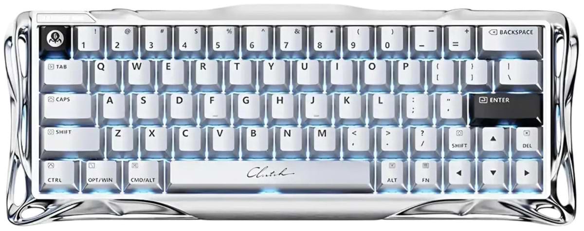 Клавіатура дротова ігрова GravaStar Mercury V60 Pro 60keys, GravaStar Blackcore, USB-A, 8k, RGB, Chrome Silver (GSV60PRO_XTAL_SLV)