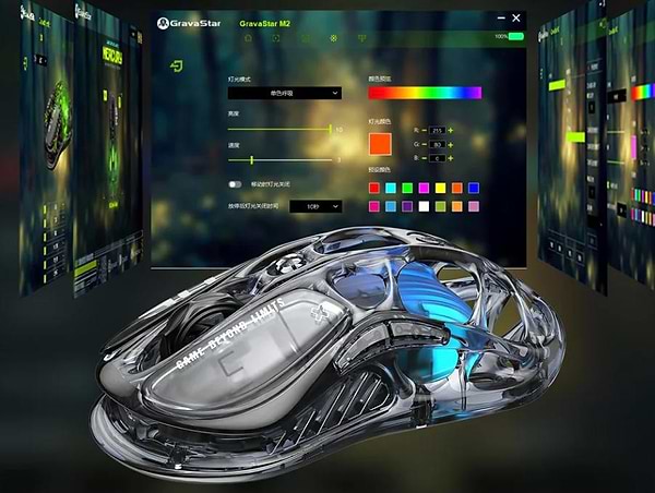 Фото - Миша бездротова ігрова GravaStar Mercury M2 BT/WL/USB-A RGB (GRAVASTARM2_XTAL_BLK)