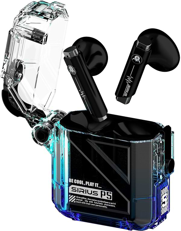 Фото - Навушники вкладиші бездротові TWS GravaStar Sirius P5 Transparent Blue (GRAVASTARP5_XTAL_BLU_V2)