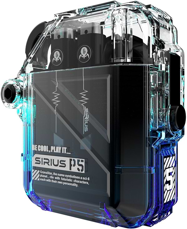 Фото - Навушники вкладиші бездротові TWS GravaStar Sirius P5 Transparent Blue (GRAVASTARP5_XTAL_BLU_V2)