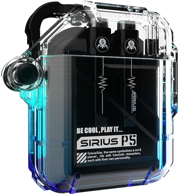 Фото - Навушники вкладиші бездротові TWS GravaStar Sirius P5 Transparent Blue (GRAVASTARP5_XTAL_BLU_V2)