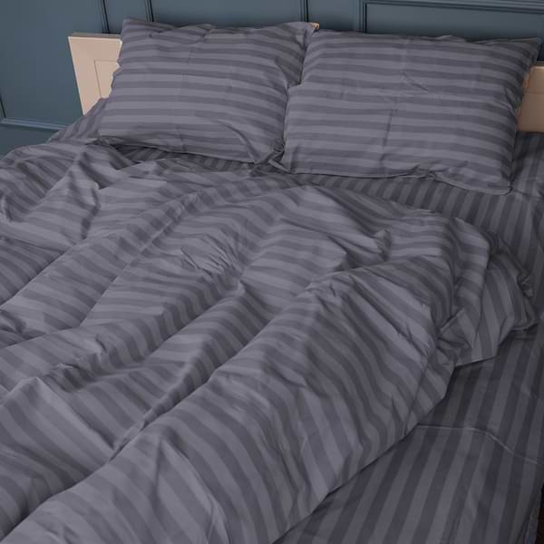 Фото - Комплект постільної білизни MirSon 160x220 17-0601 Stripe Gray Бязь (2200008049133)