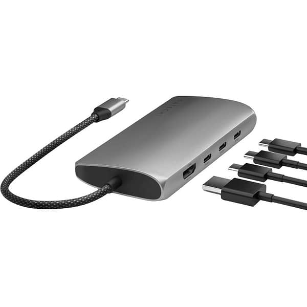 Фото - Хаб USB Satechi USB-C Multiport Adapter 8K with Ethernet V3 Space Gray (ST-P8KEM)