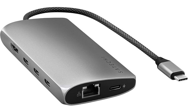 Фото - Хаб USB Satechi USB-C Multiport Adapter 8K with Ethernet V3 Space Gray (ST-P8KEM)
