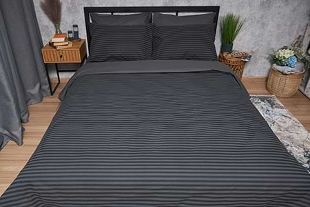 Фото - Комплект постільної білизни Moon&Star 160х220х2 нав. 2х40х60 Gray Stripe&Black Бязь Gold Люкс (MS-820001075)