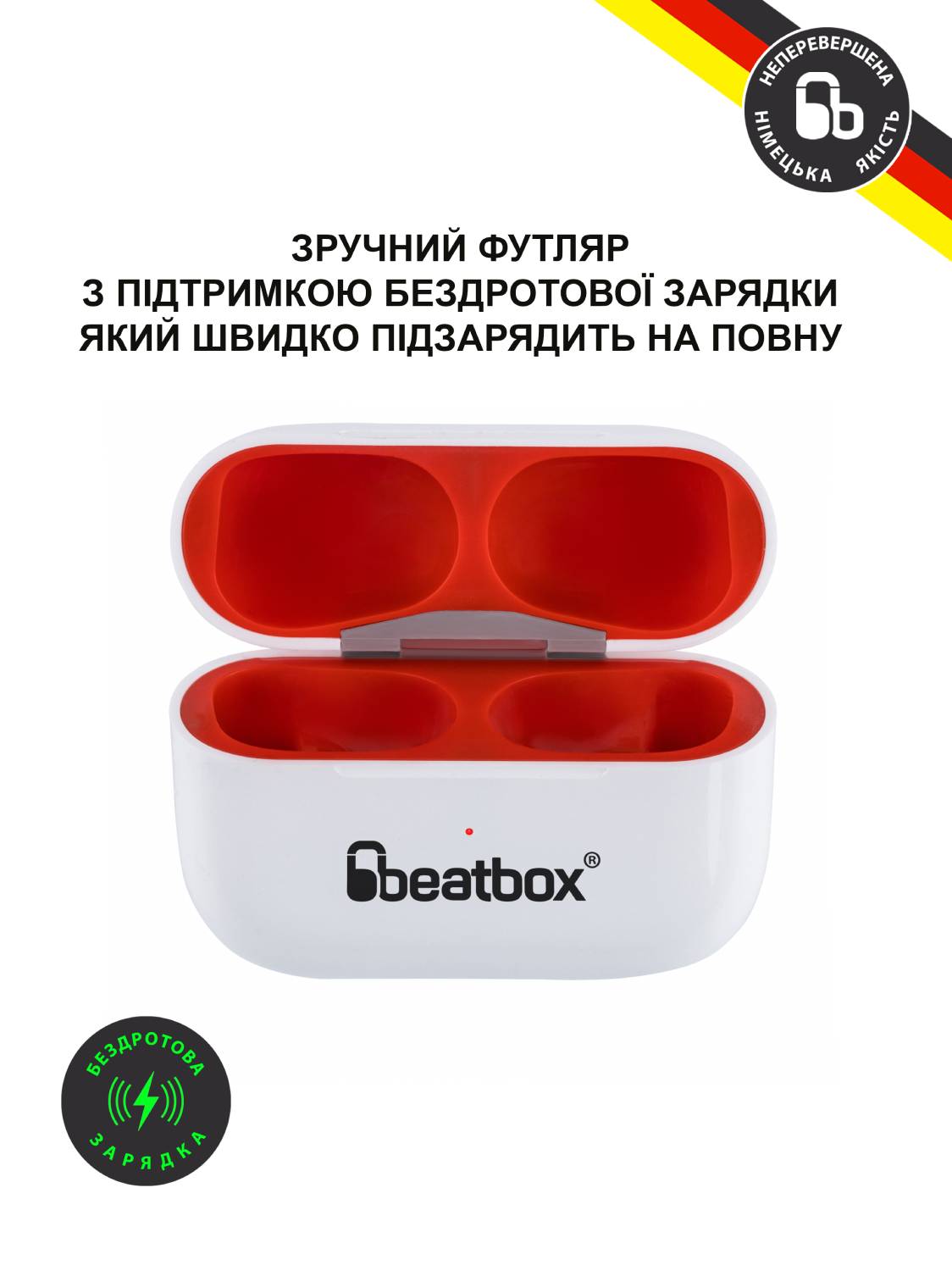 Фото - Наушники вкладыши беспроводные TWS BeatBox PODS PRO 1 Wireless charging white-red (bbppro1wcwr)