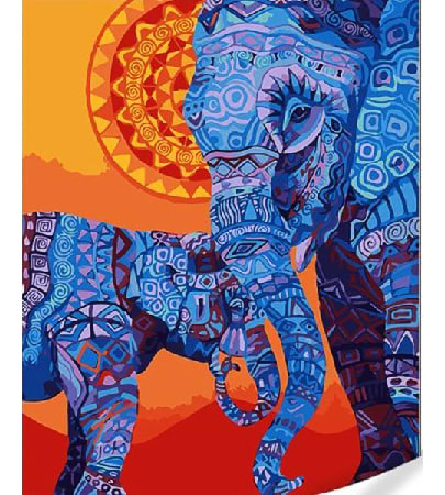 Картина по номерам Strateg Индийские слоны 40х50 см (GS1614)