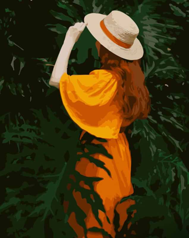 Картина за номерами Strateg Дівчина в зелені 40х50 см (GS665)