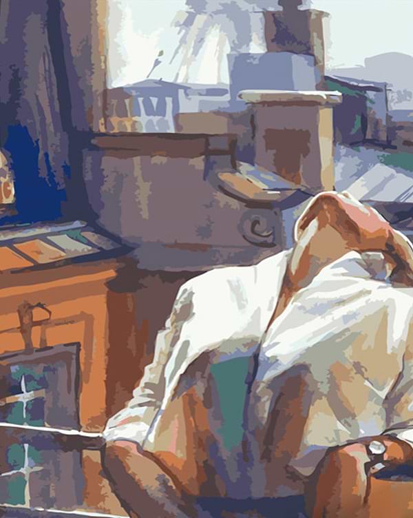 Фото - Картина за номерами Strateg Дівчина на балконі 40х50 см (GS674)