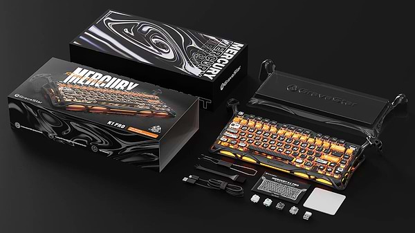 Фото - Клавіатура бездротова ігрова GravaStar Mercury K1 Pro 80keys, GravaStar x Kailh Speedy Mint, BT/WL/USB, CyberFlare (GS_K1_PRO_BO_BLK)