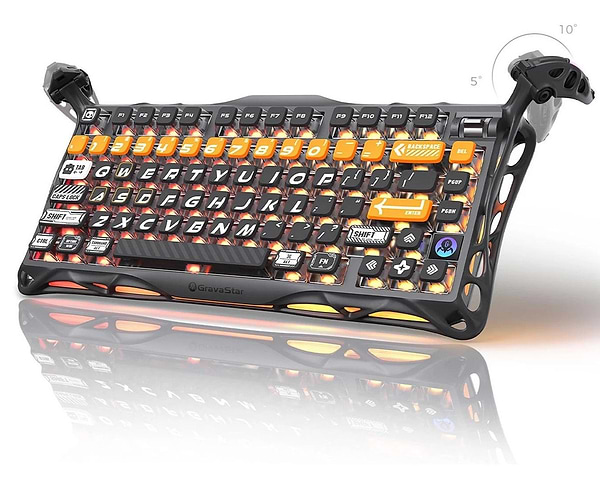 Фото - Клавіатура бездротова ігрова GravaStar Mercury K1 Pro 80keys, GravaStar x Kailh Speedy Mint, BT/WL/USB, CyberFlare (GS_K1_PRO_BO_BLK)