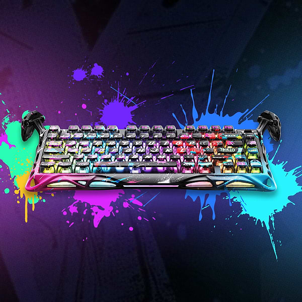 Фото - Клавиатура проводная игровая GravaStar Mercury V75 Pro 80keys, Magnetic Jade Gaming, 8K, USB-A, RGB, Neon Graffiti (GS_V75_PRO_CG_BLK)