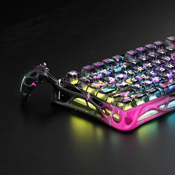 Фото - Клавиатура проводная игровая GravaStar Mercury V75 Pro 80keys, Magnetic Jade Gaming, 8K, USB-A, RGB, Neon Graffiti (GS_V75_PRO_CG_BLK)
