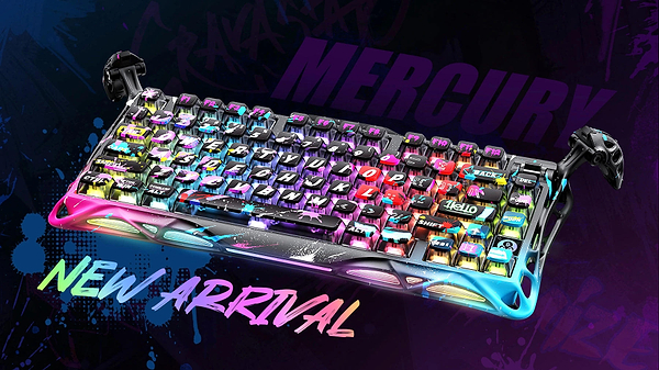Фото - Клавиатура проводная игровая GravaStar Mercury V75 Pro 80keys, Magnetic Jade Gaming, 8K, USB-A, RGB, Neon Graffiti (GS_V75_PRO_CG_BLK)