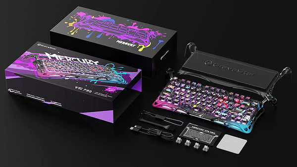 Фото - Клавиатура проводная игровая GravaStar Mercury V75 Pro 80keys, Magnetic Jade Gaming, 8K, USB-A, RGB, Neon Graffiti (GS_V75_PRO_CG_BLK)