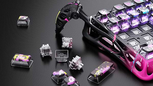 Фото - Клавиатура проводная игровая GravaStar Mercury V75 Pro 80keys, Magnetic Jade Gaming, 8K, USB-A, RGB, Neon Graffiti (GS_V75_PRO_CG_BLK)
