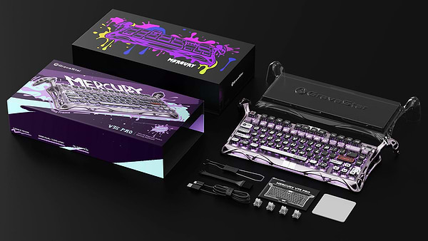 Фото - Клавіатура дротова ігрова GravaStar Mercury V75 Pro 80keys, Magnetic Jade Gaming, 8K, USB-A, RGB, Iron Purple (GS_V75_PRO_PL)