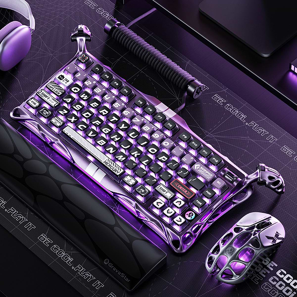 Фото - Клавіатура дротова ігрова GravaStar Mercury V75 Pro 80keys, Magnetic Jade Gaming, 8K, USB-A, RGB, Iron Purple (GS_V75_PRO_PL)