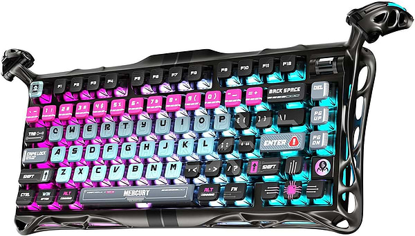 Фото - Клавіатура дротова ігрова GravaStar Mercury V75 Pro 80keys, Magnetic Jade Gaming, 8K, USB-A, RGB, Cyberpunk (GS_V75_PRO_RM_EGRY)