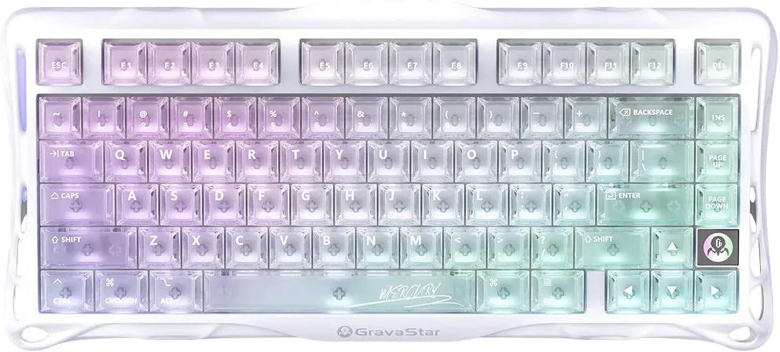 Клавиатура беспроводная игровая GravaStar Mercury K1 Lite 80keys BT/WL/USB RGB Crystal Aurora (GSK1LITE_XTAL_AUROA)