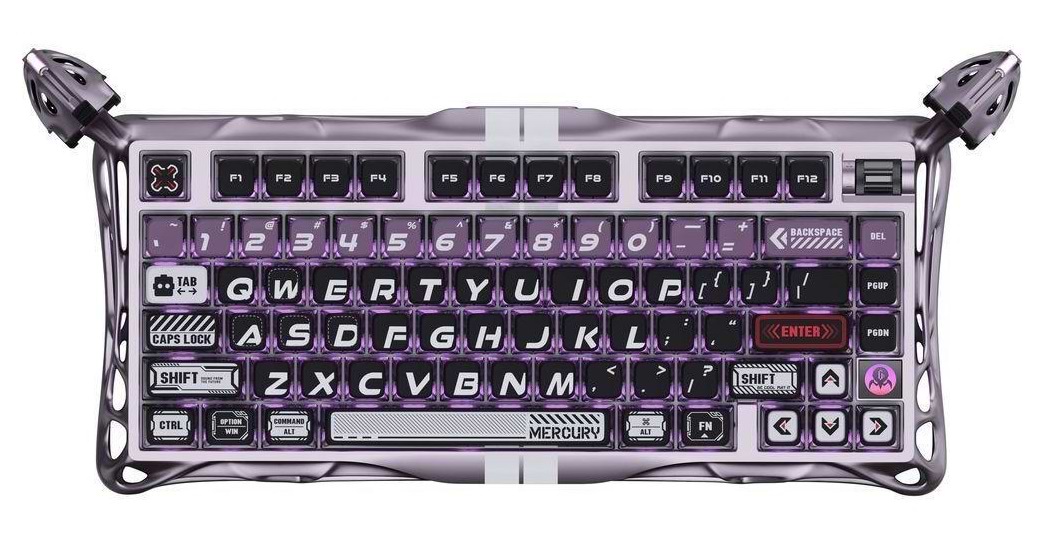 Клавіатура дротова ігрова GravaStar Mercury V75 Pro 80keys, GravaStar x Gateron Jade Gaming, USB-A, 8k, RGB, Iron Purple (GSV75PRO_PL)