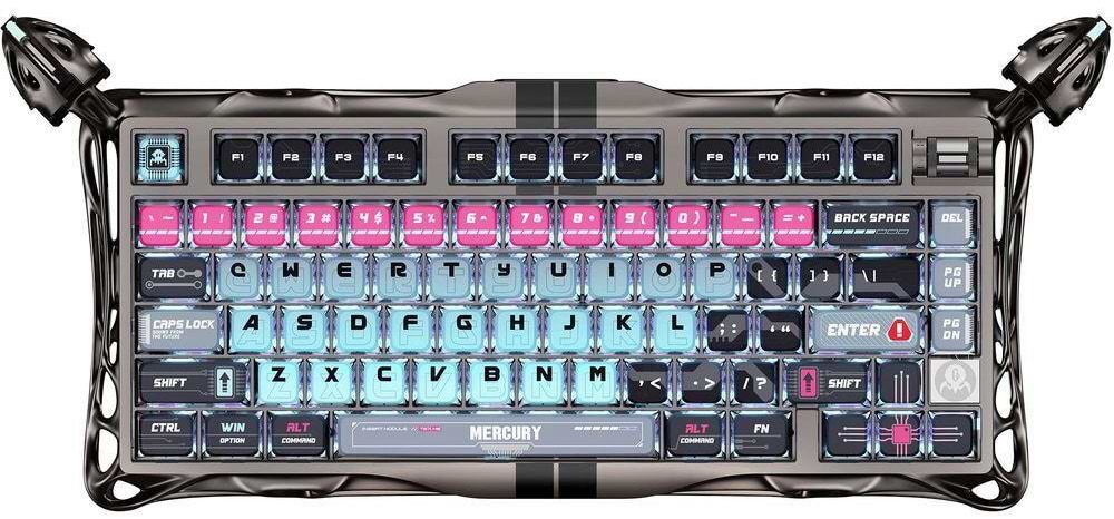 Клавіатура дротова ігрова GravaStar Mercury V75 Pro 80keys, Magnetic Jade Gaming, 8K, USB-A, RGB, Cyberpunk (GSV75PRO_U_RM_EGRY)