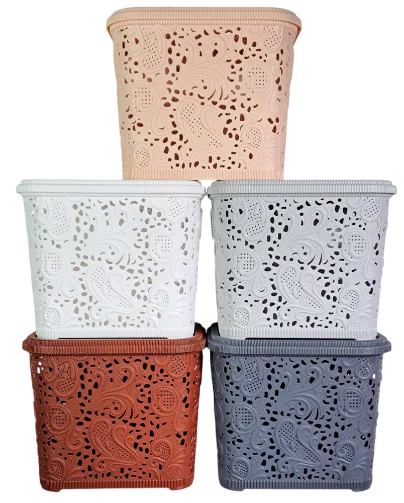 Корзина для хранения Gusto Ажур 3.5л 150х200х165 мм с крышкой в ​​ассортименте (GT-3-5к)