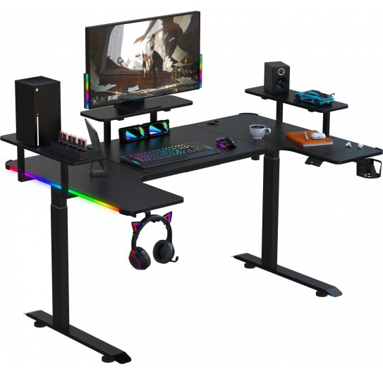 Стол компьютерный GT Racer TY-1682 (160x60-100x72-117) Black