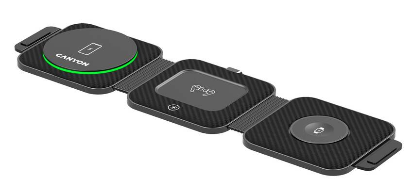 Фото - Бездротовий зарядний пристрій Canyon WS-305 3 в 1 QI Black (CNS-WCS305B)