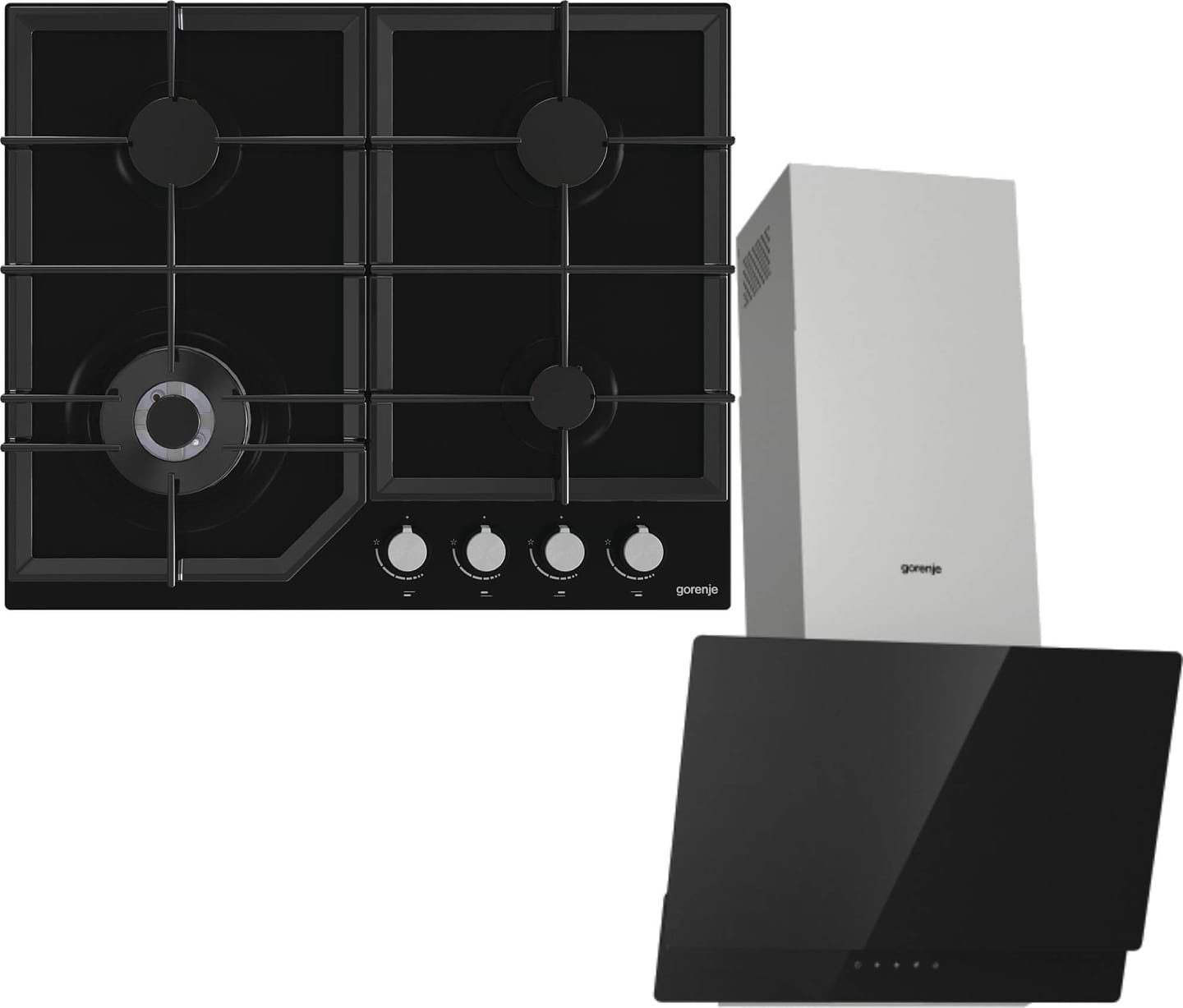 Комплект техніки Gorenje Варильна поверхня + Витяжка декоративна Gorenje GTW641KB + WHI649EXBG