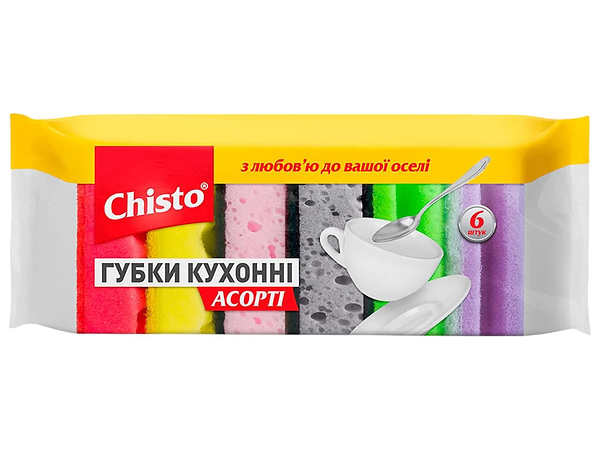 Фото - Губка для мытья посуды поролоновая Chisto Ассорти 2+2+2 шт. (4823098407454)